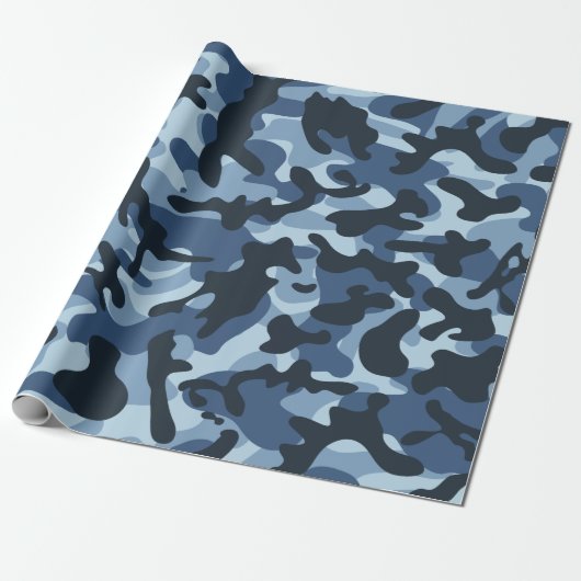 Blue Camouflage Cadeaupapier (Uitgerold)