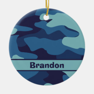 Blue Camouflage Cool Custom Kinder Pattern Keramisch Ornament