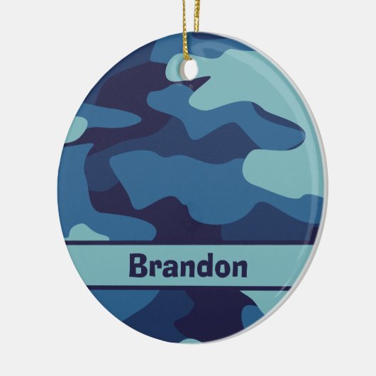 Blue Camouflage Cool Custom Kinder Pattern Keramisch Ornament (Links)