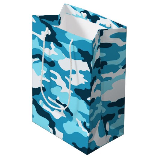 Blue camouflage Gift Bag Medium Cadeauzakje (Voorkant Gekanteld)