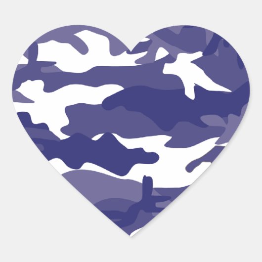 Blue Camouflage Hart Sticker (Voorkant)