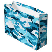 Blue camouflage Large Gift Bag Cadeautasje (Achterkant Gekanteld)