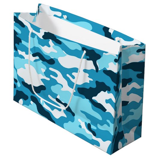 Blue camouflage Large Gift Bag Large Cadeautasje (Voorkant Gekanteld)