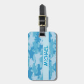 Blue Camouflage Name Persoonlijk Bagagelabel (Voorkant verticaal)