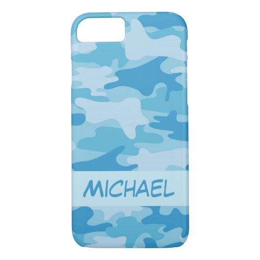 Blue Camouflage Name Persoonlijk Case-Mate iPhone Case (Achterkant)