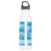 Blue Camouflage Name Persoonlijk Waterfles (Achterkant)