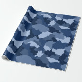 Blue Camouflage Pattern Cadeaupapier (Uitgerold)
