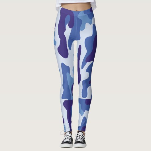 Blue camouflage pattern leggings (Voorkant)