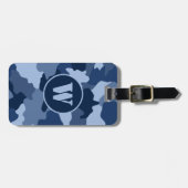 Blue Camouflage Pattern Monogram Initiaal Bagagelabel (Voorkant horizontaal)
