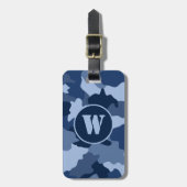 Blue Camouflage Pattern Monogram Initiaal Bagagelabel (Voorkant verticaal)