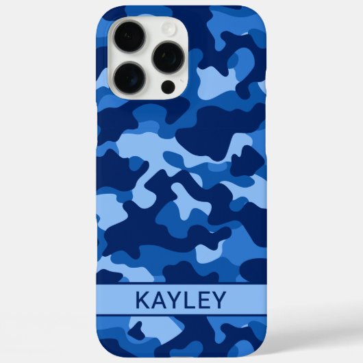 Blue Camouflage Personalized Case-Mate iPhone Case (Achterkant)