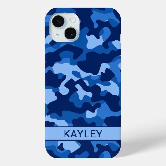 Blue Camouflage Personalized Case-Mate iPhone Case (Achterkant)