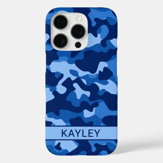 Blue Camouflage Personalized Case-Mate iPhone Case (Achterkant)