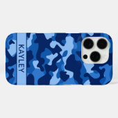 Blue Camouflage Personalized Case-Mate iPhone Case (Achterkant (horizontaal))