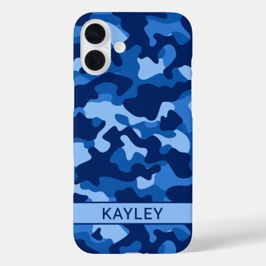 Blue Camouflage Personalized Case-Mate iPhone Case (Achterkant)