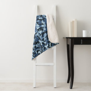 Blue Camouflage Sherpa Deken