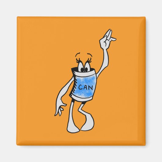 Blue Can Creature Square Magnet Magneet (Voorkant)