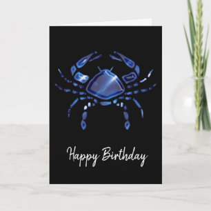 Blue Cancer Sign Birthday Kaart