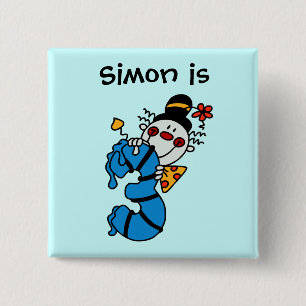 Blue Candle Clown 3e Verjaardag Button