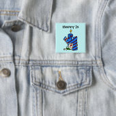 Blue Candle Clown 4th Birthday Button (In situ)