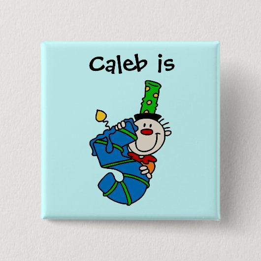 Blue Candle Clown 5th Birthday Button (Voorkant)