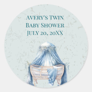 Blue Canopy Baby Boy Wieg Ronde Sticker