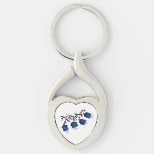 Blue Canterbury Bells Twisted Heart Metal Sleutelh Sleutelhanger