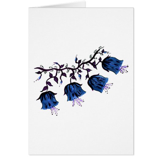 Blue Canterbury Bells Vine Flowers Carte de sympat (Devant)