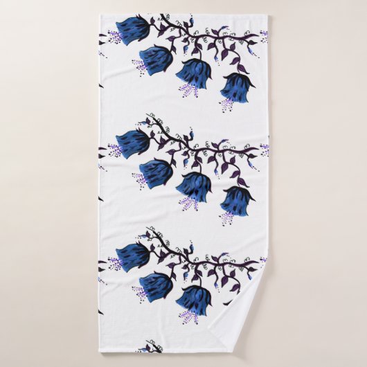 Blue Canterbury cloches sur Vine Fleurs serviette (Serviette de bain)