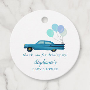 Blue Car Bedankt voor het rijden met het Baby show Bedankjes Labels