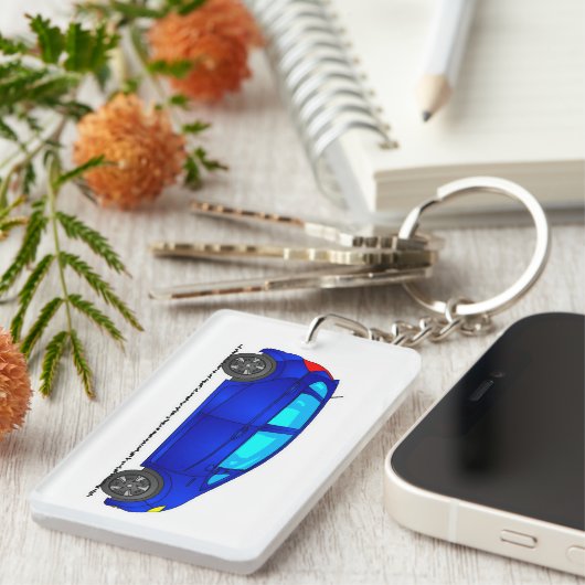 Blue Car Keyring, Cars Key Fob, Sleutelhanger (Voorkant Rechts)