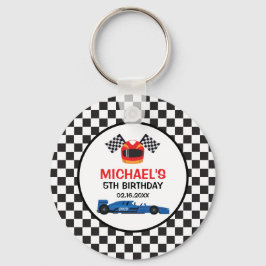 Blue Car Racing Birthday Sleutelhanger