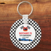 Blue Car Racing Birthday Sleutelhanger (Voorkant)