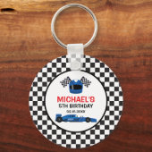Blue Car Racing Birthday Sleutelhanger (Voorkant)