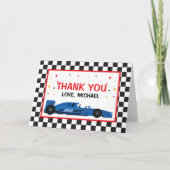 Blue Car Racing Birthday Thank you card Bedankkaart (Voorkant)
