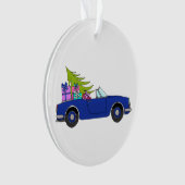 Blue Car with Christmas Gifts Ornament (voorkant)
