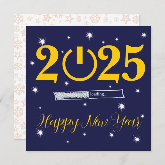 Blue Card Happy new Year Notitiekaartje (Voorkant / Achterkant)