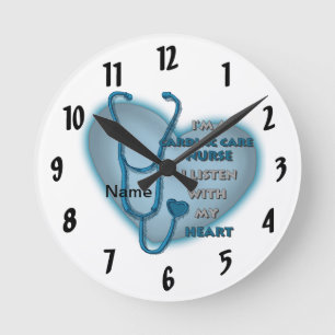Blue Cardiac Care Nurse Clock Ronde Klok