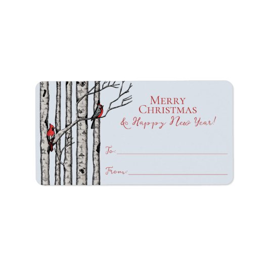 Blue Cardinal Merry Christmas To From Stickers (Voorkant)