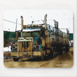 Blue Cargo Truck - Truck and Highway Art 2 Muismat