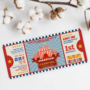 Blue Carnival Ticket Entrance Birthday Kaart