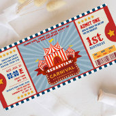 Blue  Carnival Ticket Entrance Birthday Kaart