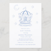 Blue Carousel Moon Stars Baby Shower Invitation (Devant)