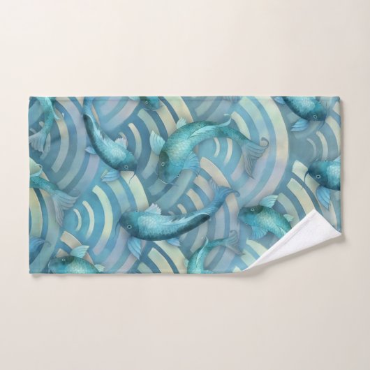 Blue Carp Koi Fish Pattern Bad Handdoek (Handdoek)