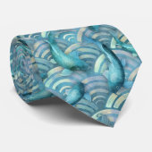 Blue Carp Koi Fish Pattern Stropdas (Opgerold)