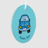 Blue cartoon auto ornament (voorkant)