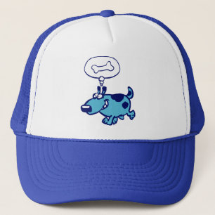 Blue Cartoon Chien pensant Casquette d'os