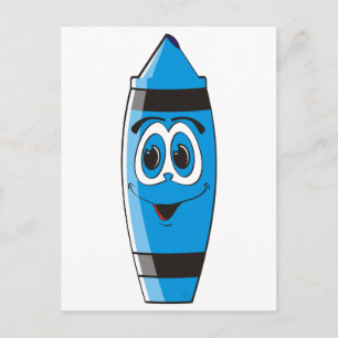 Blue Cartoon Crayon Briefkaart