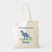 Blue Cartoon Dinosaur Canvas tas (Voorkant)