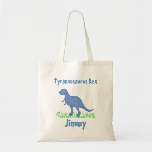Blue Cartoon Dinosaur Canvas tas (Voorkant)